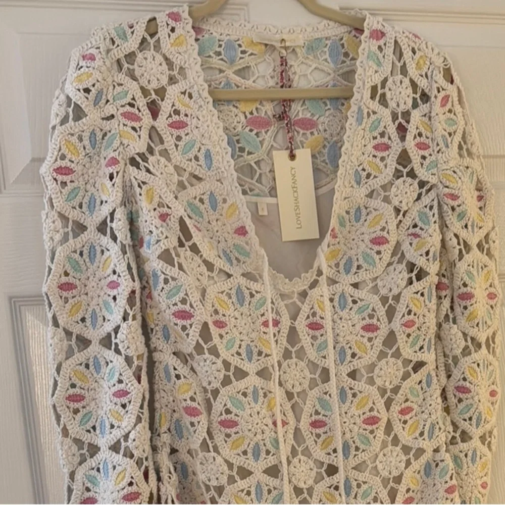 Loveshackfancy Poemes Multi Colored Crochet Mini Dress - Picture 4 of 4